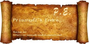 Prisznyák Endre névjegykártya